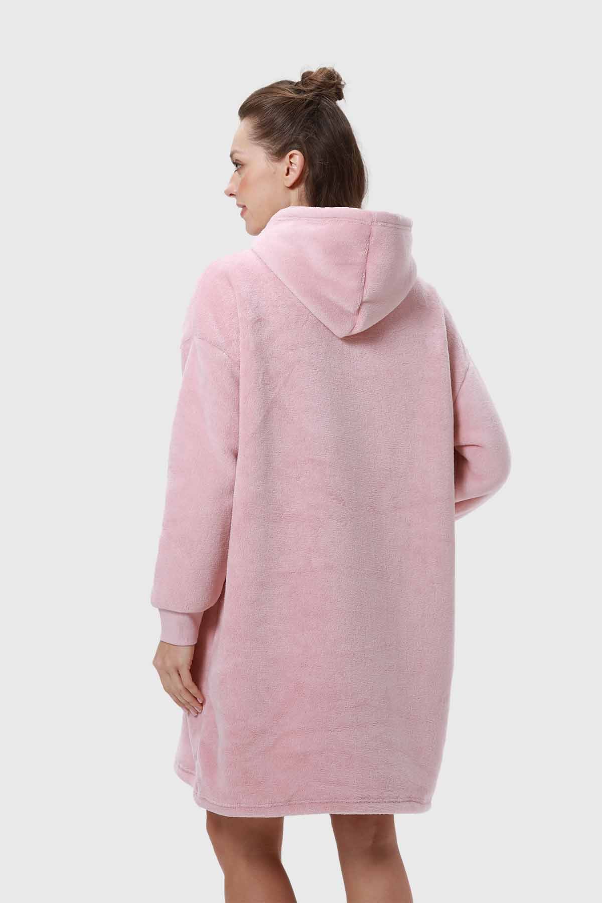 Bata Mujer Bolsillo Canguro Palo Rosa