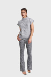 Sweater Mujer Trenzado Gris