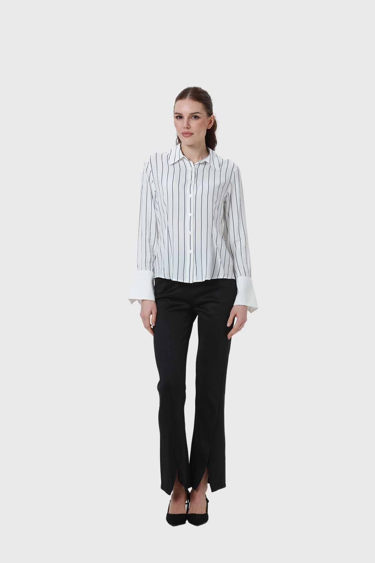 Blusa Mujer Abotonada Con Pinzas Blanco