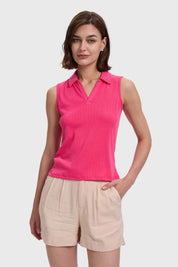 Polera Mujer Escote En V Fucsia