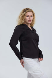 Blusa Mujer Satín Negro