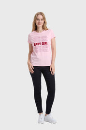 Polera Mujer Básica Print Rosado