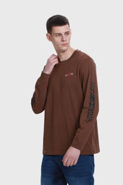 Polera Hombre Print Manga Chocolate