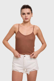 Polera Mujer Pabilo Crop Café