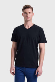 Polera Hombre Cuello V Básica Negro