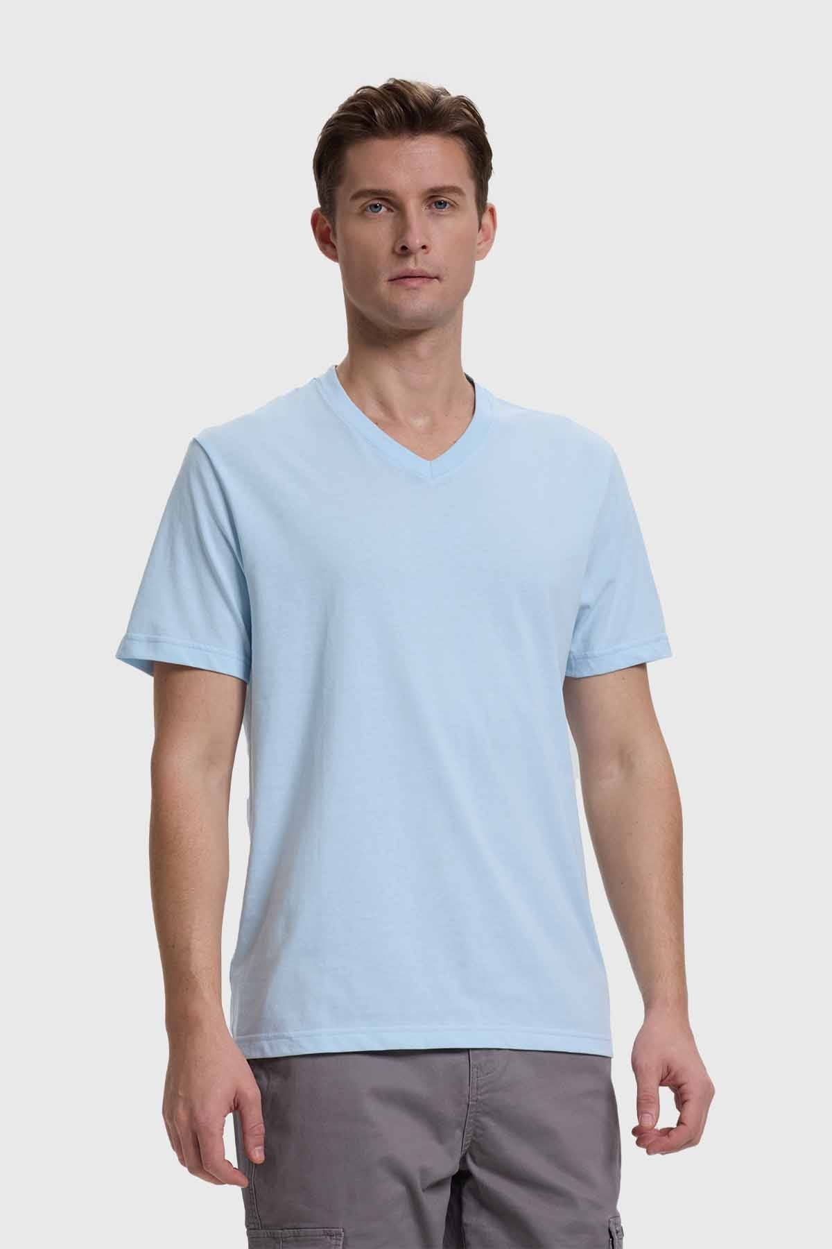 Polera Hombre Casual Básica Celeste