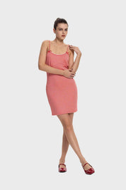Vestido Mujer Corto Vichy Rojo