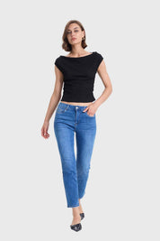 Polera Mujer Bardot Text Negro