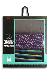Boxer Hombre Tripack Básico Gris