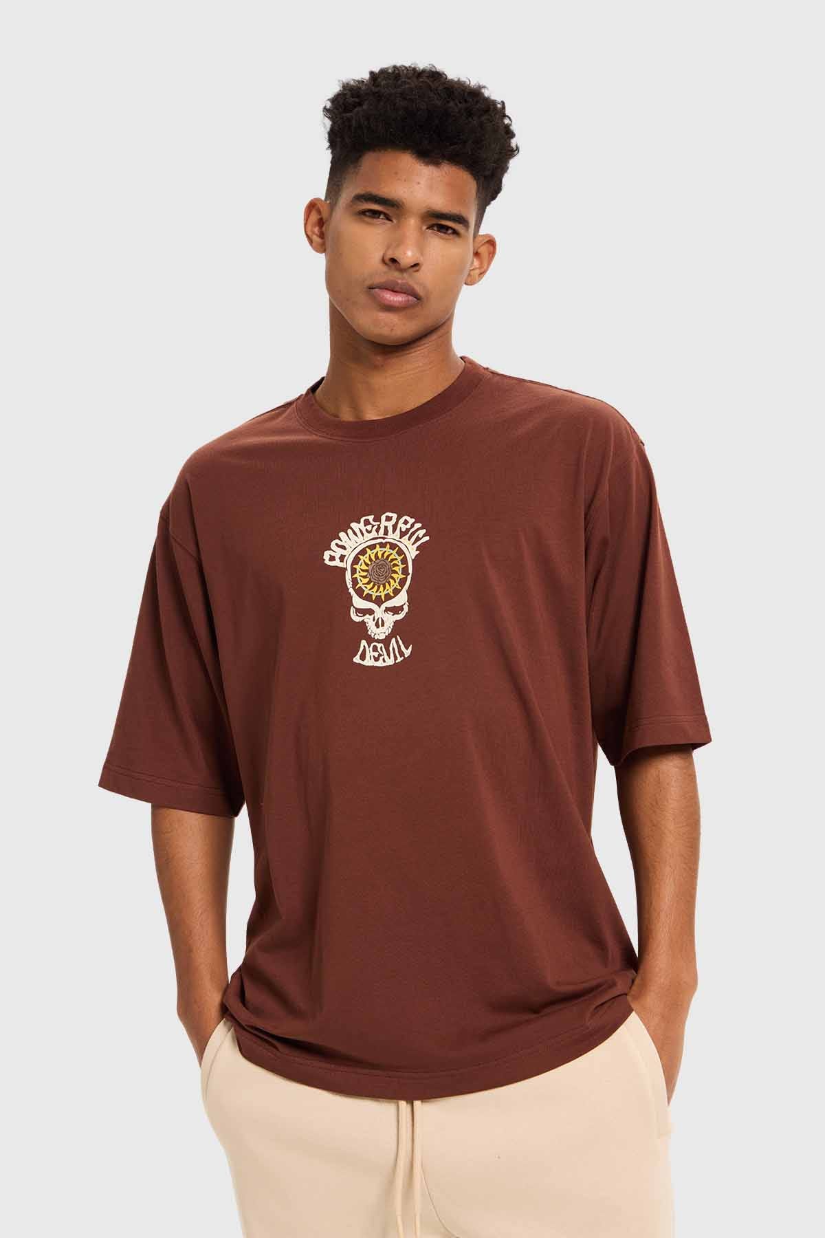 Polera Hombre Doble Print Chocolate