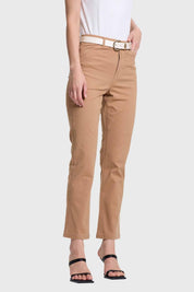 Pantalón Mujer Semi Recto Gabardina Push Up Camel