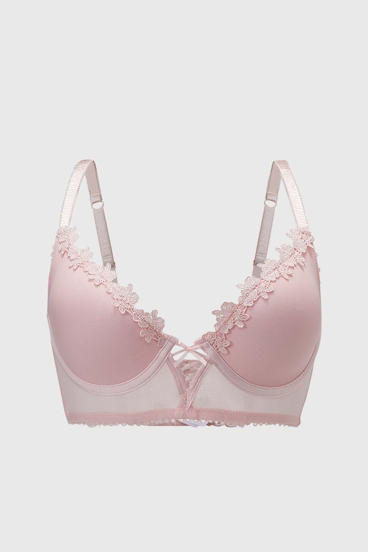 Sostén Mujer Copa Detalle Macramé Palo Rosa