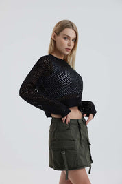 Sweater Mujer Calado Negro