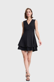 Vestido Mujer Corto Doble Capa Espalda Negro