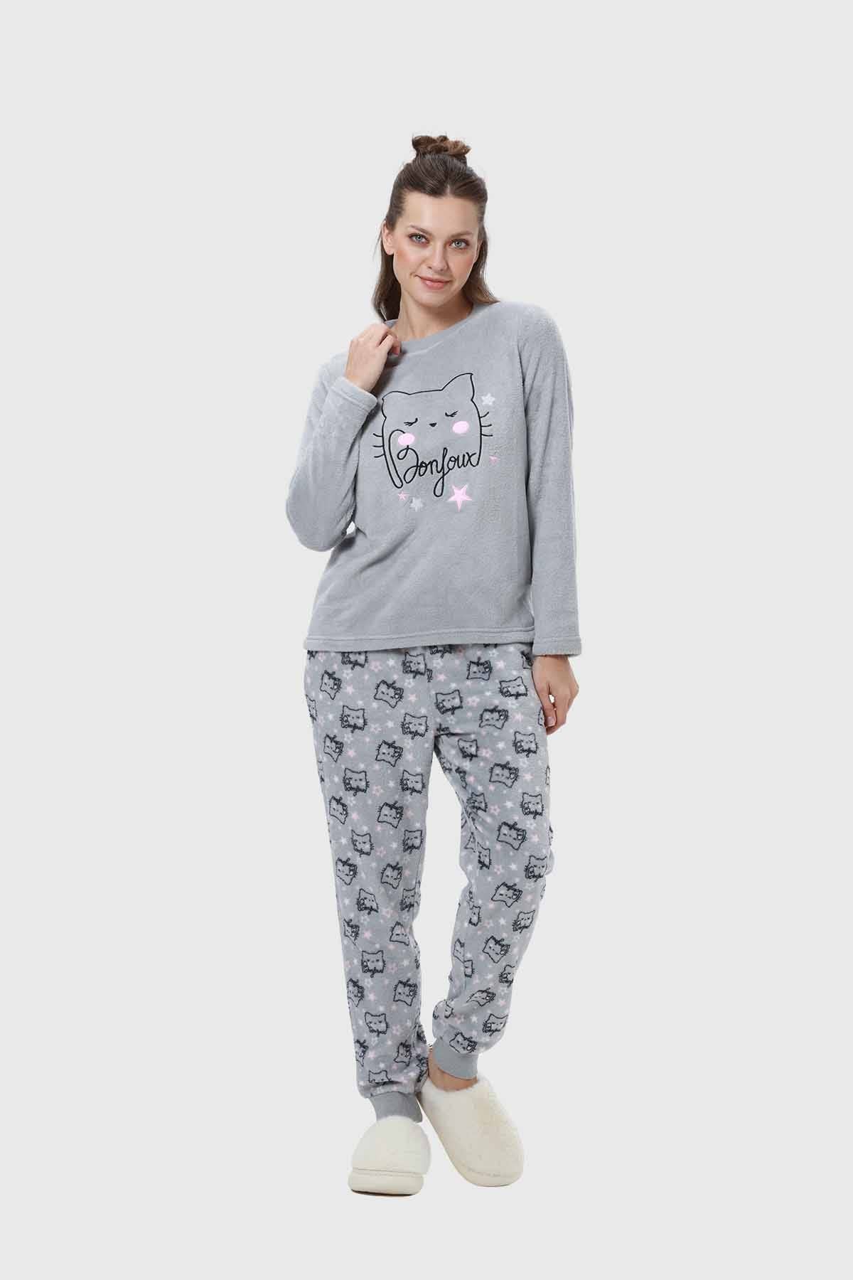 PIJAMA MUJER JUVENIL ANIMAL GRIS
