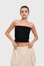 Polera Mujer Textura Strapless Negro