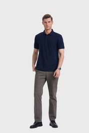 Polera Hombre Piqué Básica Azul