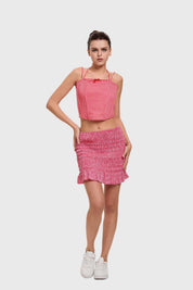 Falda Mujer Panal Vuelos Rojo