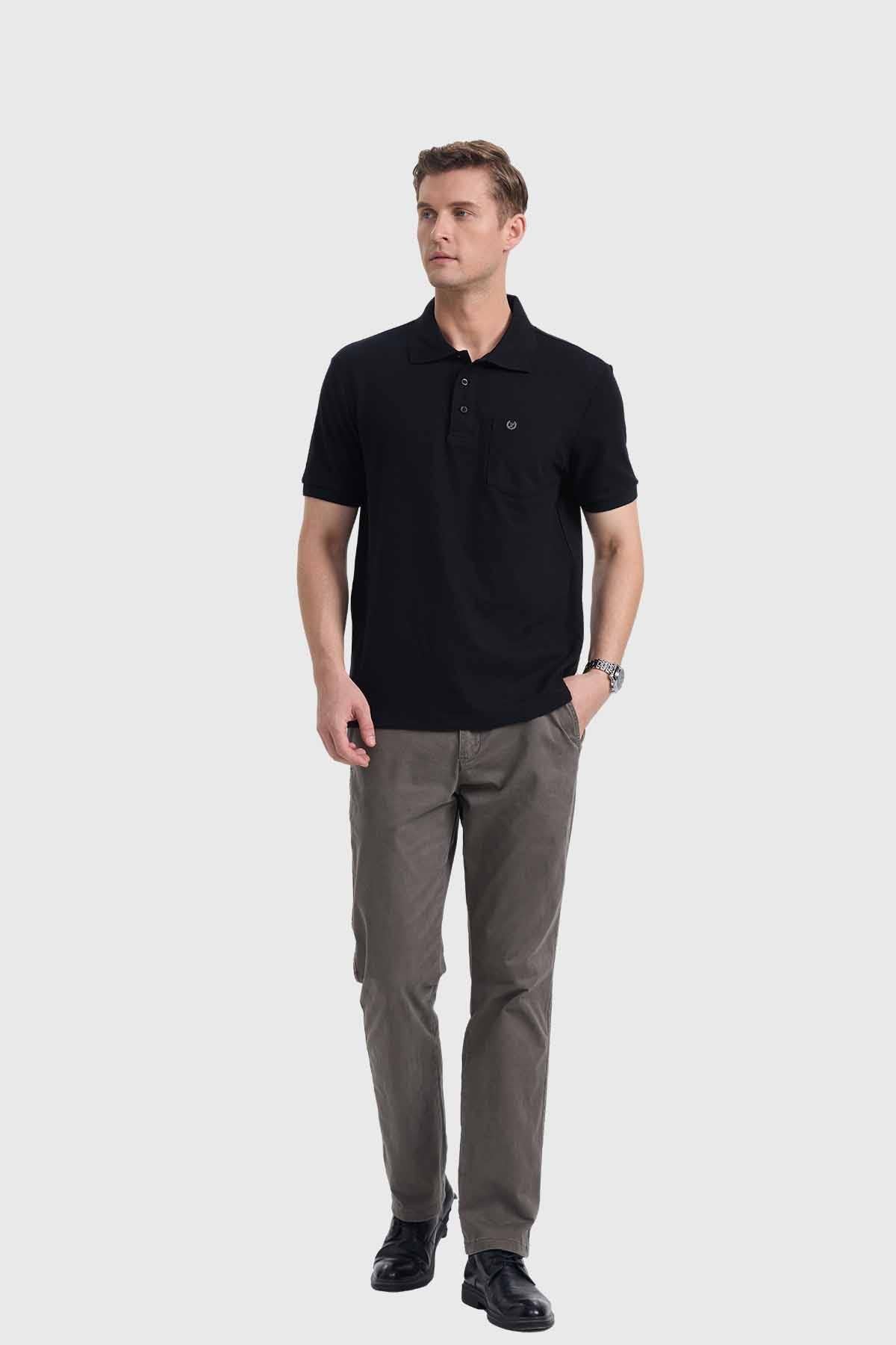 POLERA HOMBRE PIQUE BÁSICA LISA NEGRO