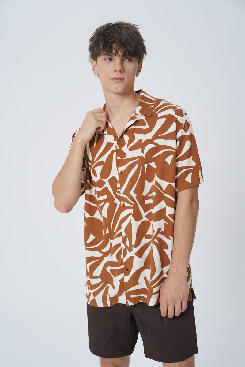 Camisa Oversize Hombre Beige
