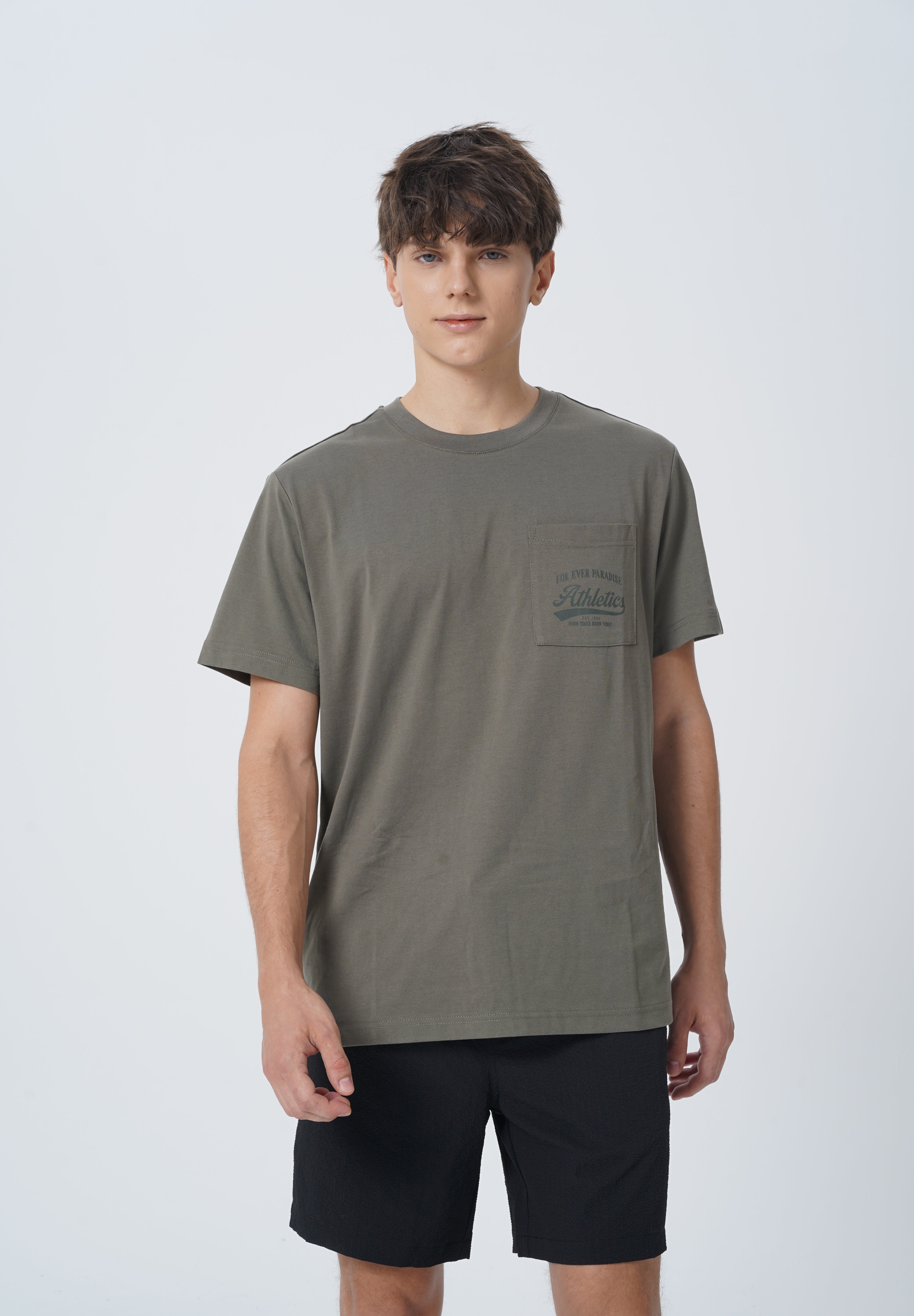 Polera Regular Hombre Verde Militar