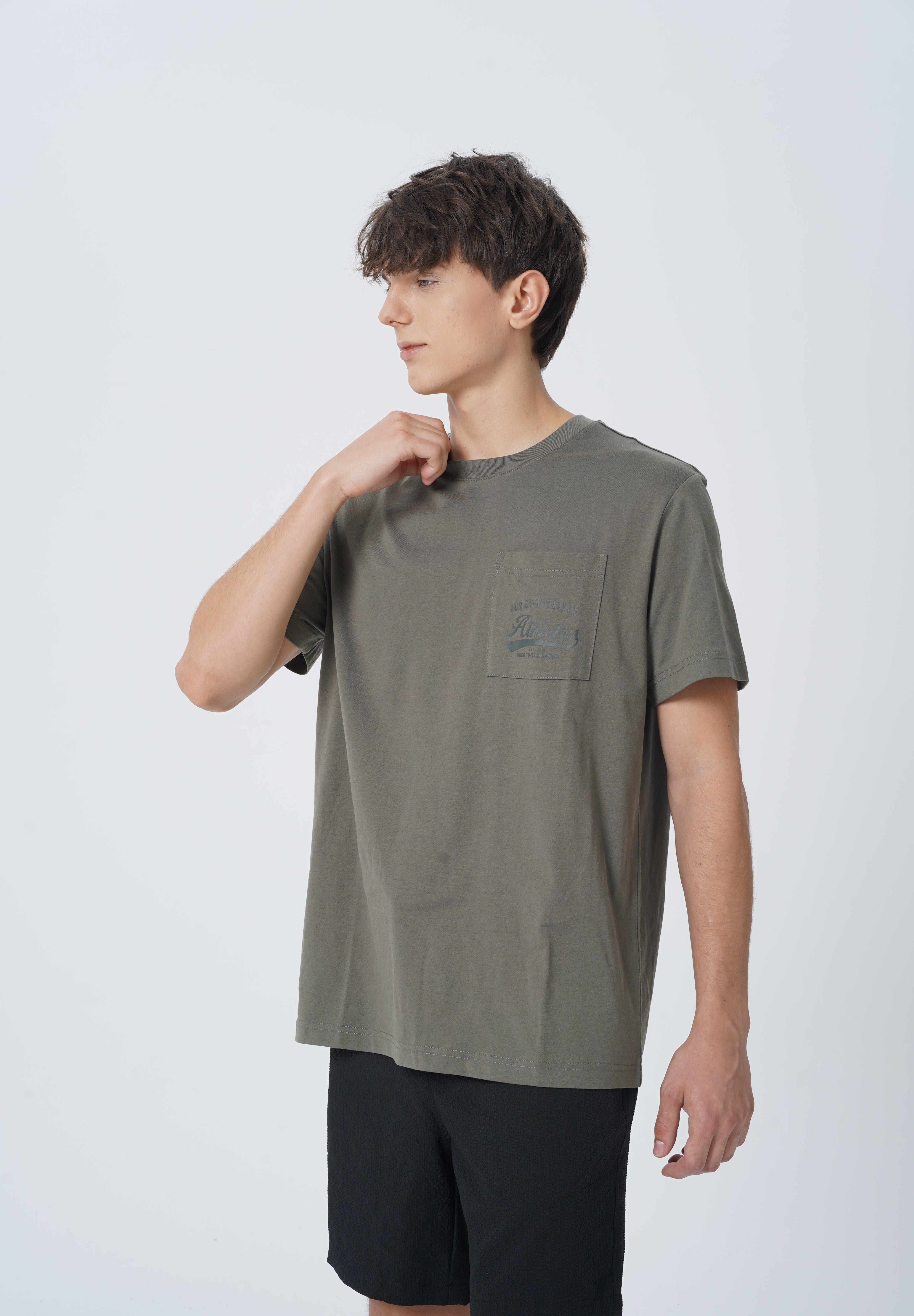 Polera Regular Hombre Verde Militar