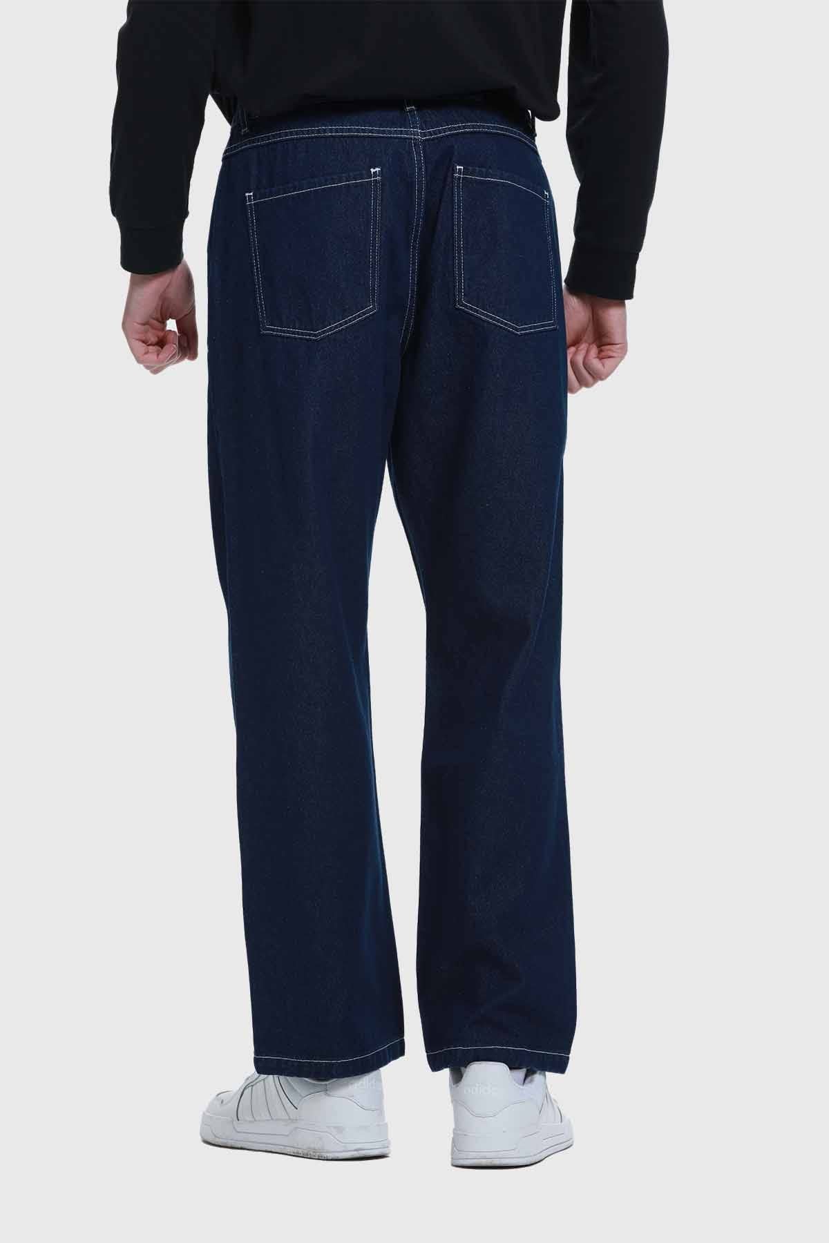 Jeans Hombre Wide Leg Costura Azul