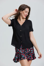 Blusa Aplicación Ondulada Negro