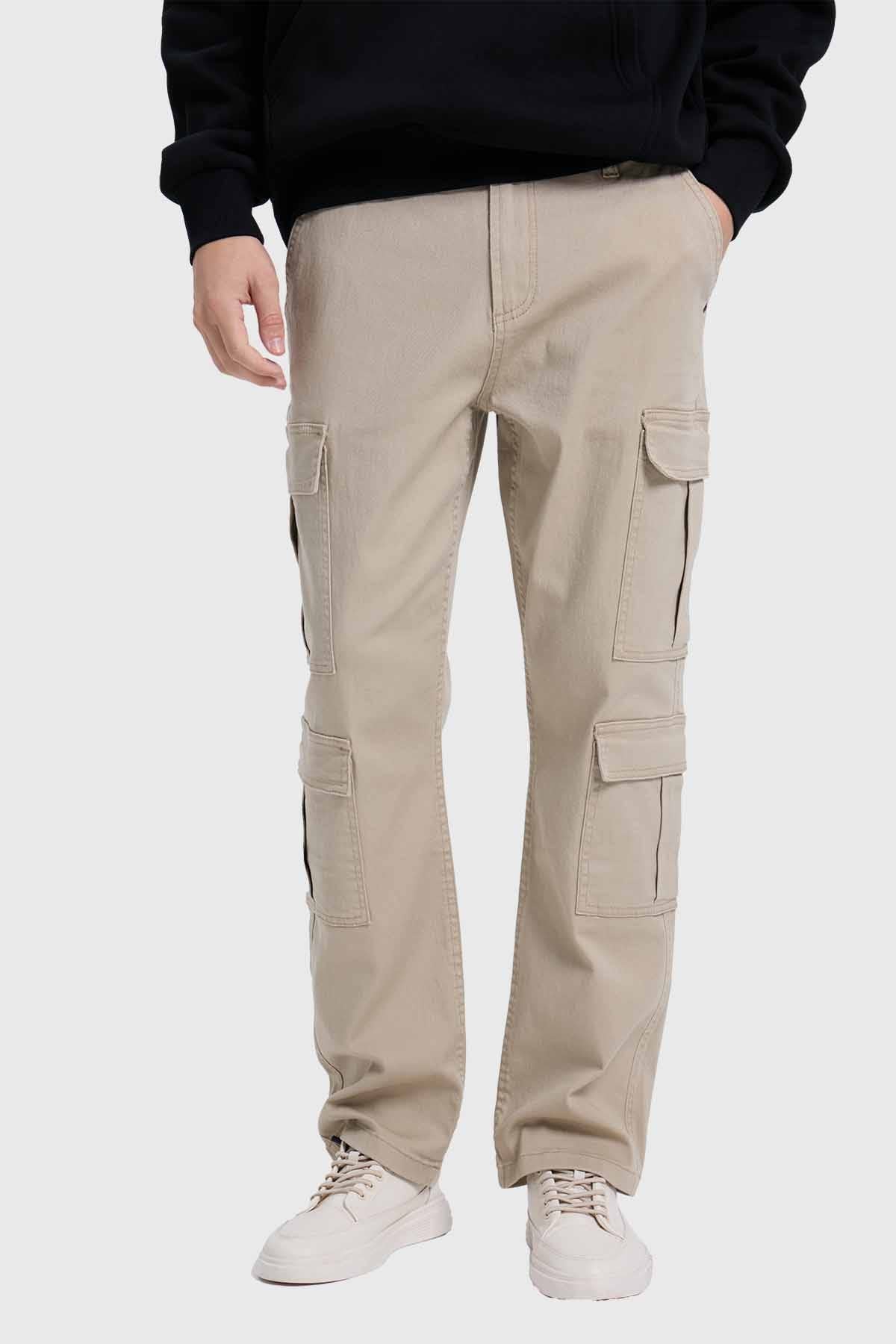 Jeans Hombre Slim Cargo Beige