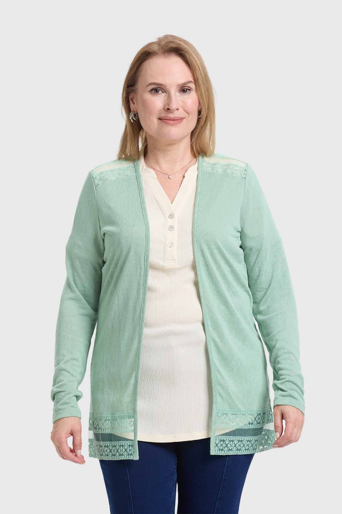 Polera Mujer Encaje Verde