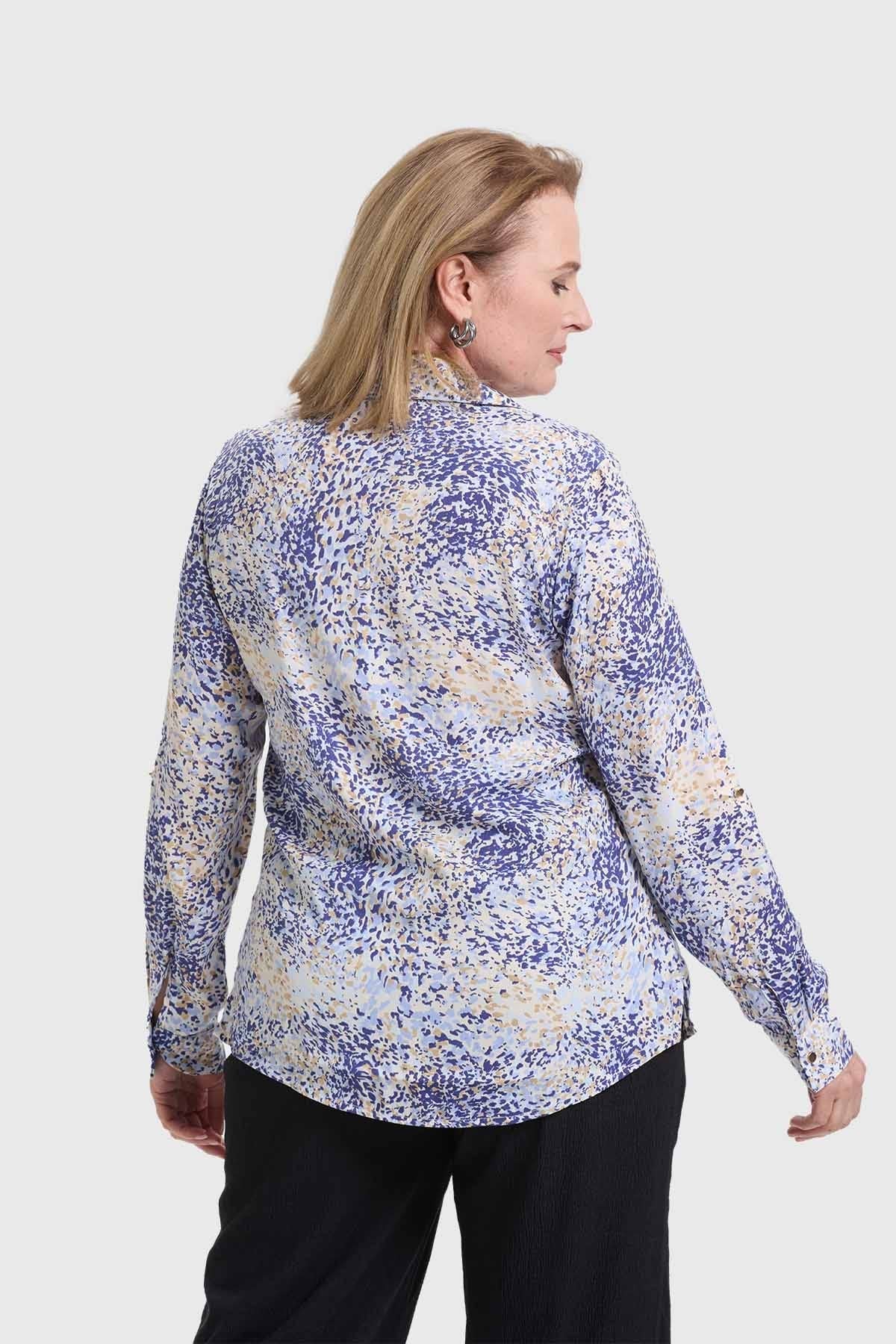 Blusa Mujer Estampada Celeste