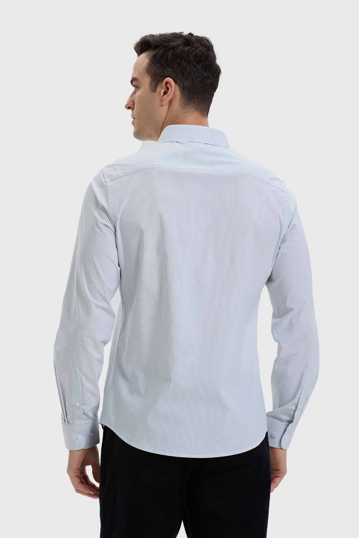 Camisa Hombre Slim Fit Rayas Verde