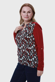 Polera Mujer Cuello Abotonado Guinda