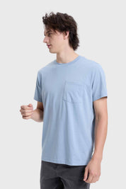 POLERA HOMBRE CON BOLSILLO AZUL PIEDRA CLARO