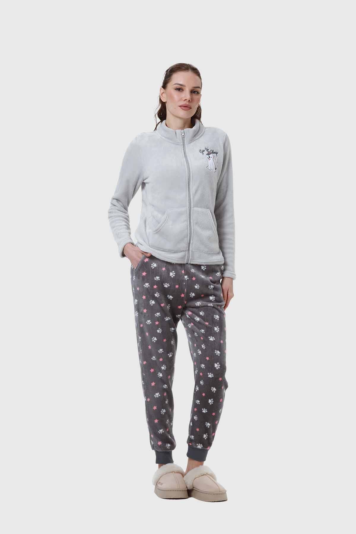 Pijama Mujer Polar Gris