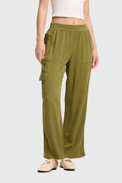 Pantalón Mujer Cargo Pretina Elasticada Verde