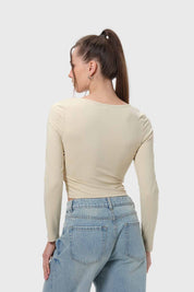 Polera Mujer Escote Cuadrado Nude