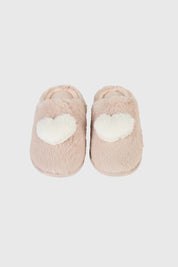 Pantufla Mujer Con Pompón Beige