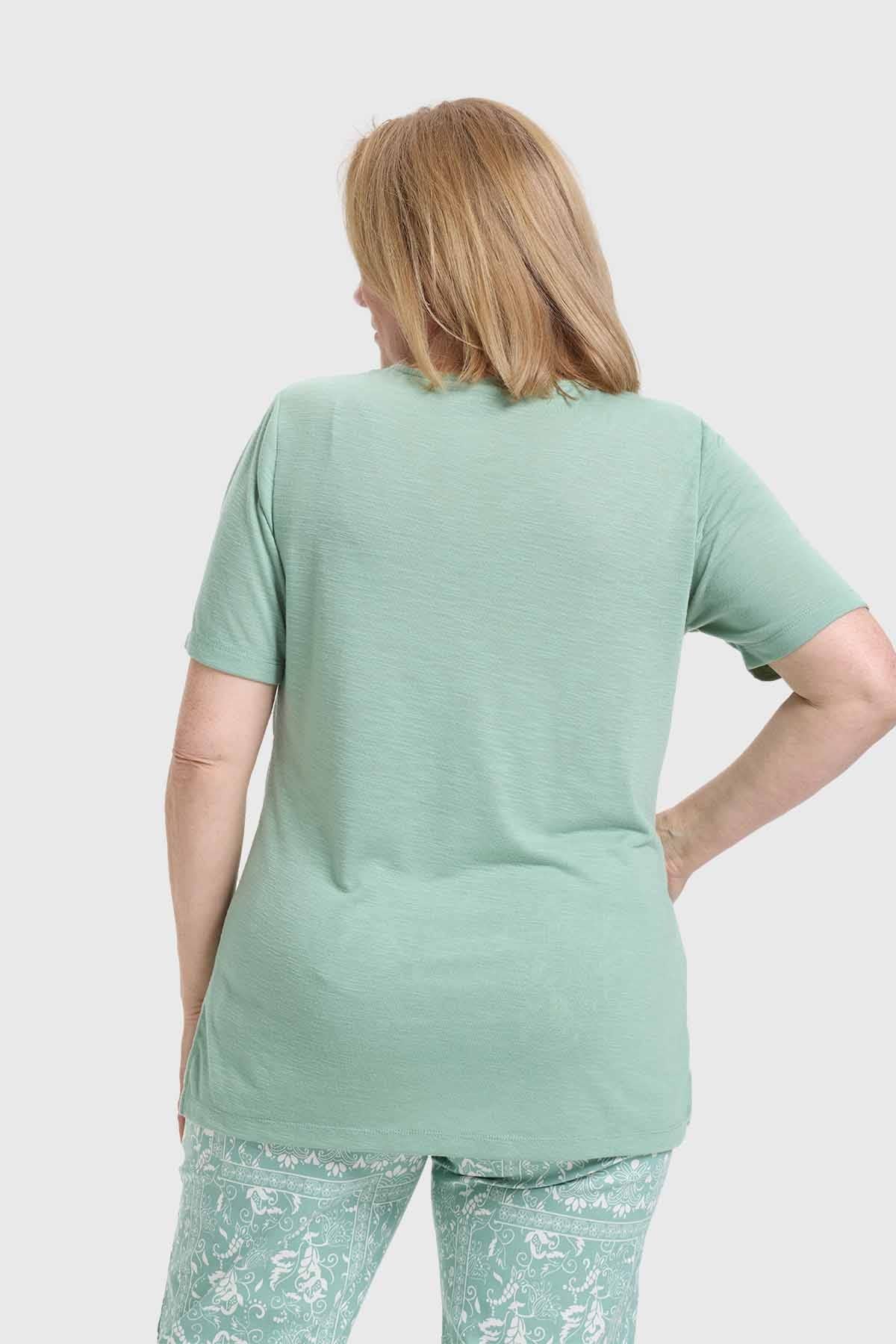 Polera Mujer Detalle Macramé Verde