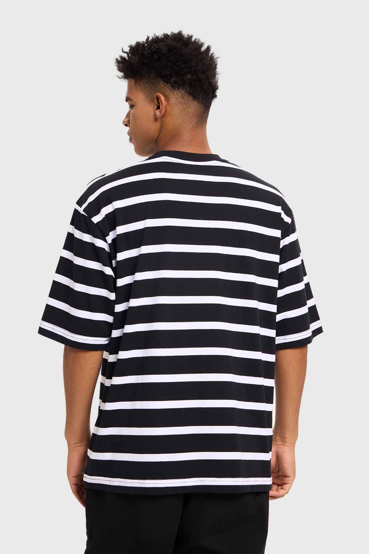 Polera Hombre Rayas Negro