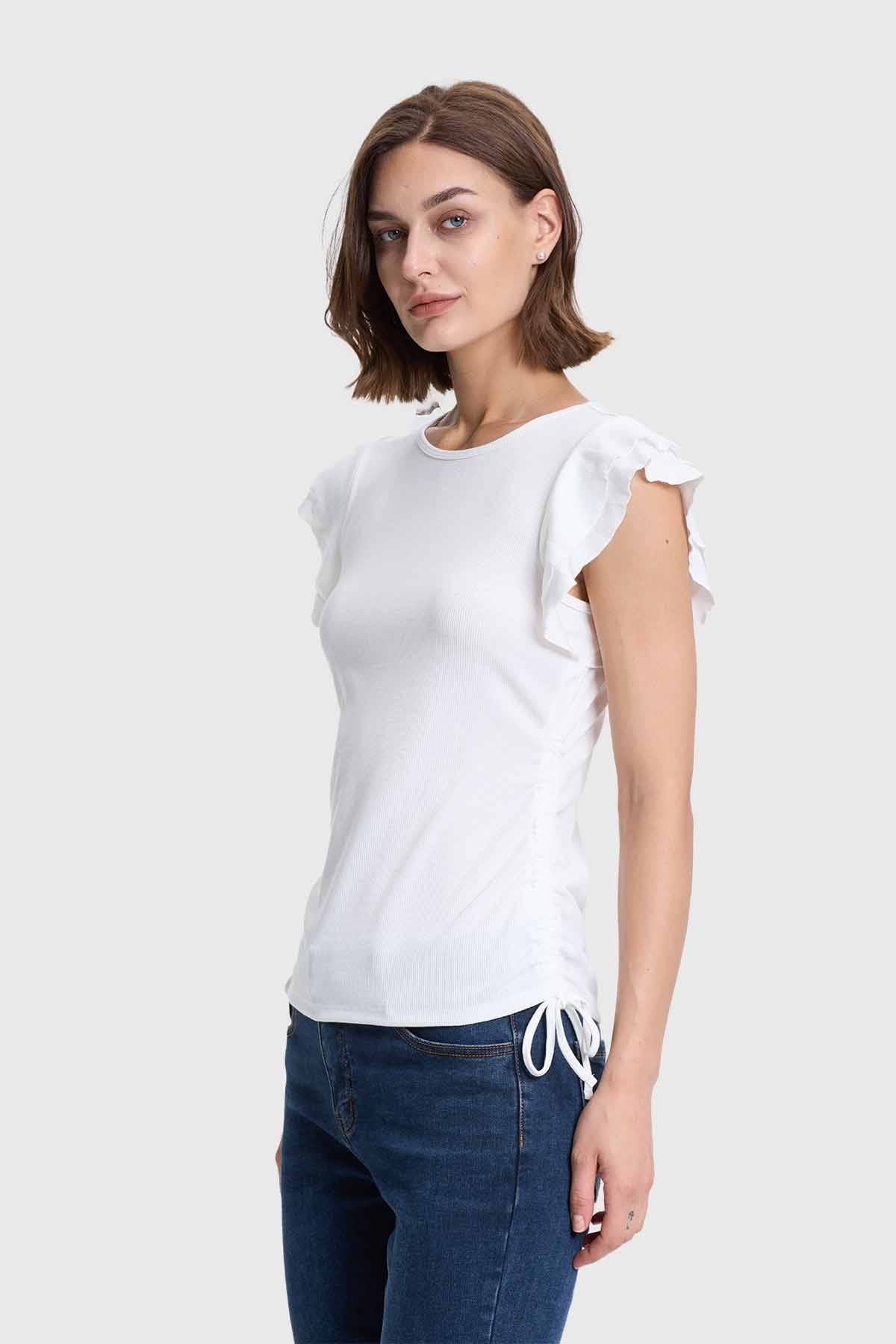POLERA MUJER VUELO RIB LISA CRUDO