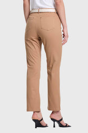 Pantalón Mujer Semi Recto Gabardina Push Up Camel