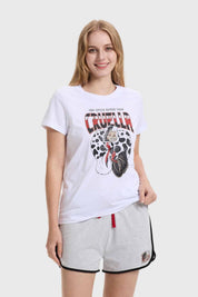 Pijama mujer Cruella blanco con estampado divertido y moderno.