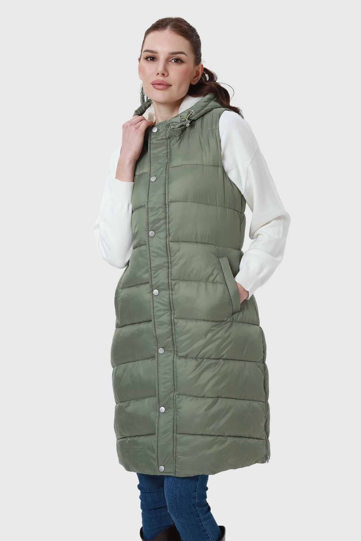 Parka Mujer Con Corte Horizontal Verde