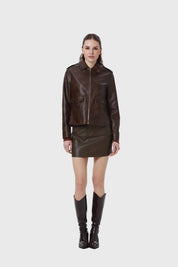 CHAQUETA MUJER PU CAFÉ I