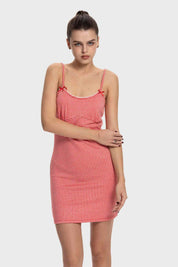 Vestido Mujer Corto Vichy Rojo