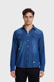 Camisa Hombre Western Azul