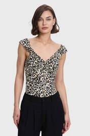 Polera Mujer Body Escote Bardot Beige