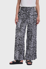 Pantalón Mujer Palazzo Pretina Panal Negro