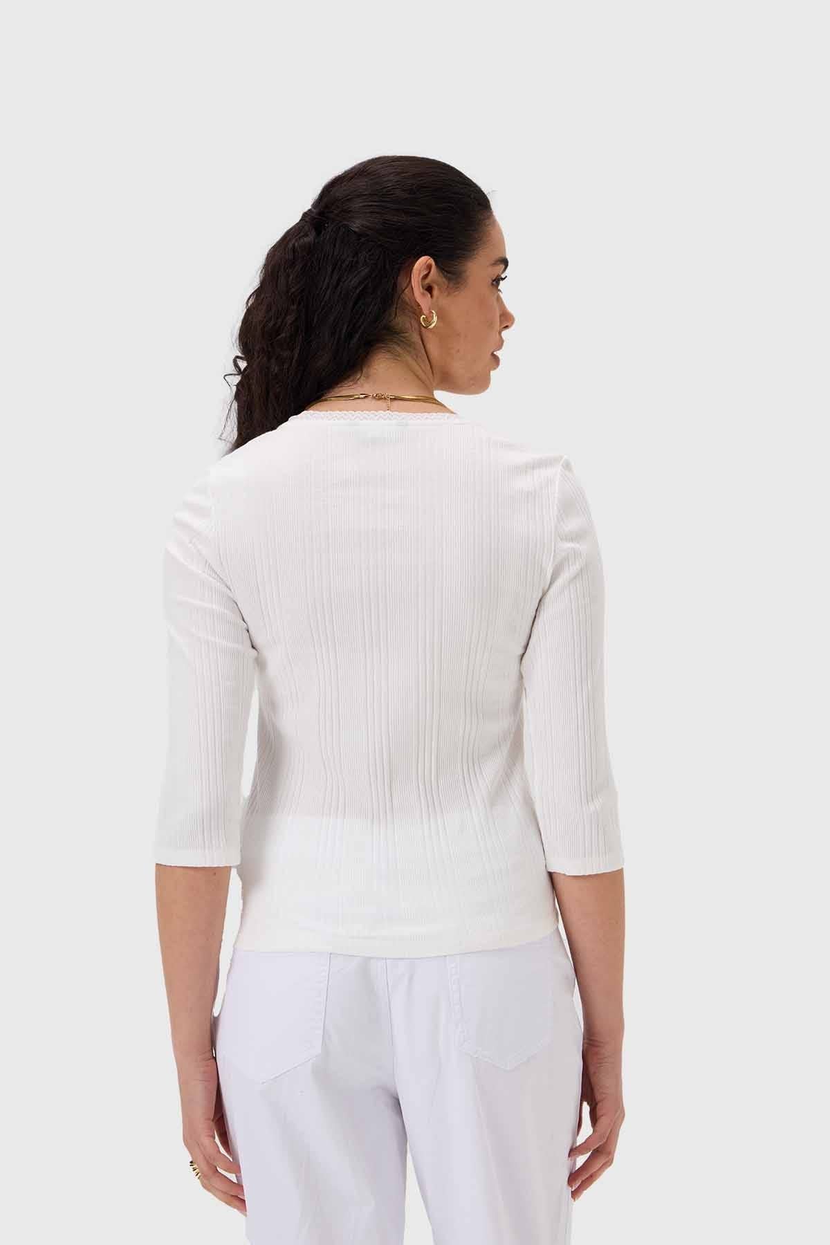 Polera Mujer Rib Terminación Crudo